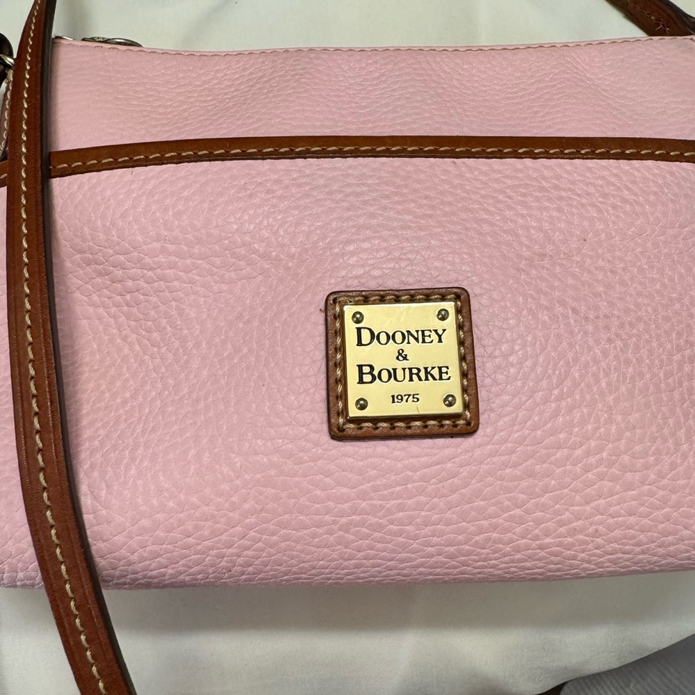 Dooney & Bourke Pink Leather Bag with Brown Trim